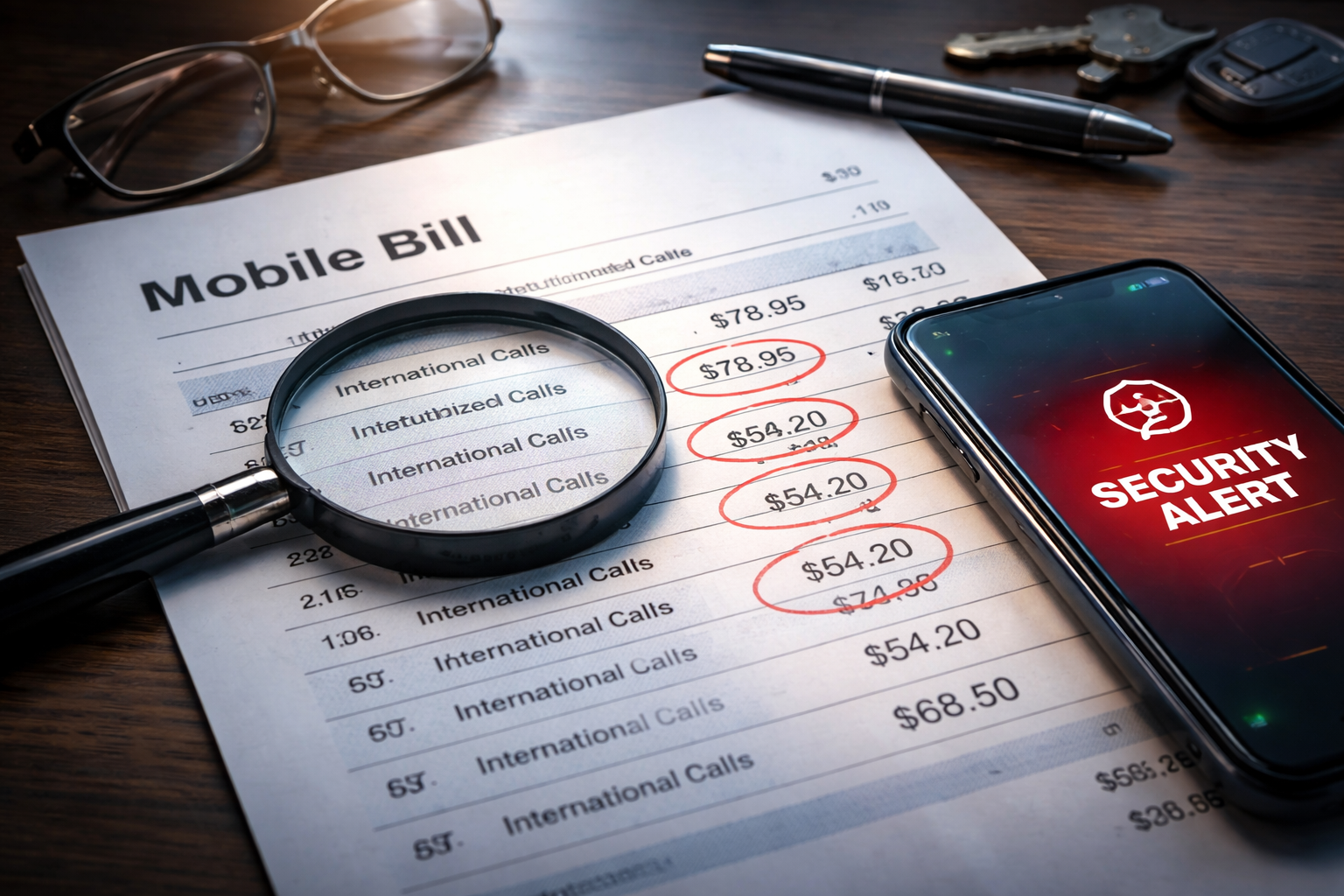 unauthorized international calls mobile bill